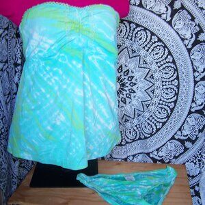 Lucky Brand Tie Dye Bandeau Tankini Sz L